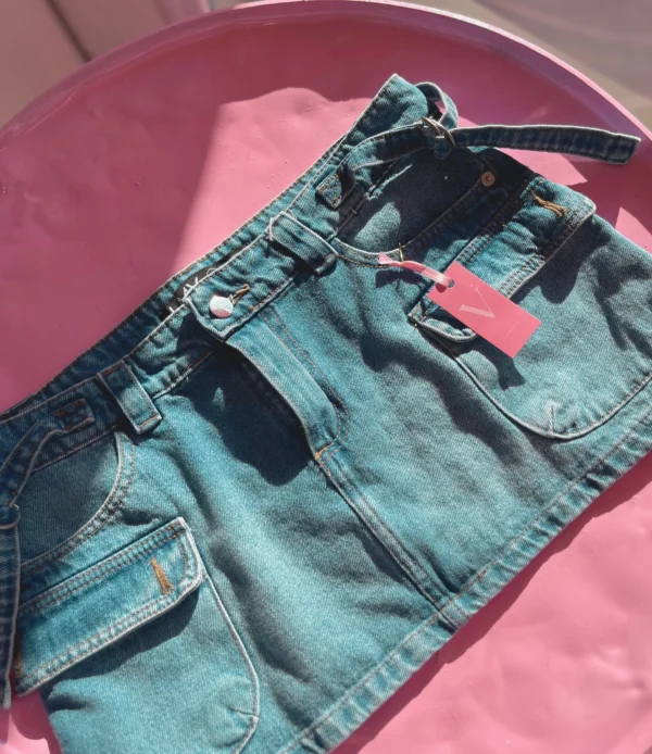 Falda cargo azul vista frontal Vanitty Falda Urban