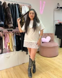 Remerón de Jersey con Encaje – Blanco