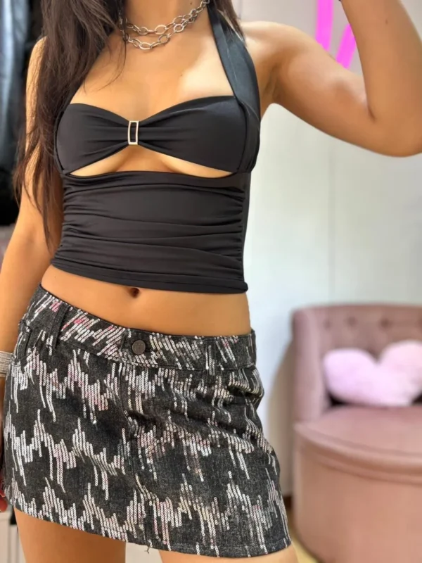 Falda sychic con Brillos – Negro