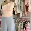 Pantalón Super Wide Leg de Lino – Celeste Bebé