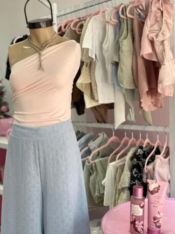 Pantalón Super Wide Leg de Lino – Celeste Bebé