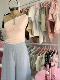 Pantalón Super Wide Leg de Lino – Celeste Bebé
