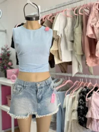 Blusa de Lino con Lazo – Color Cielo