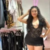 Vestido de Encaje con Volados – Negro