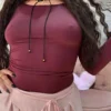 Blusa de Microfibra con Mangas Oxford y Espalda Descubierta