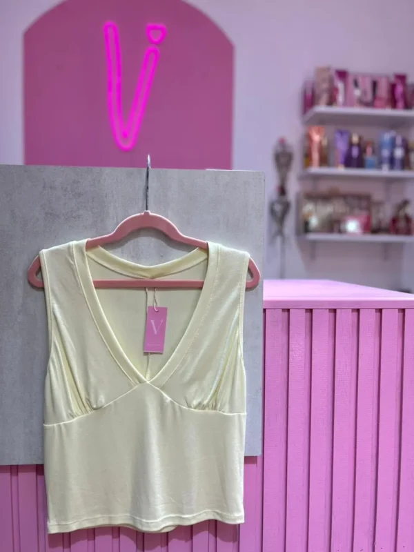 Blusa Corta de Algodón con Escote V