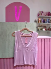 Blusa Corta de Algodón con Escote V