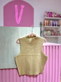 Blusa Musculosa de Hilo de Bremer con Cuello Alto