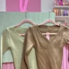 Blusa de Bremer Texturado con Escote V