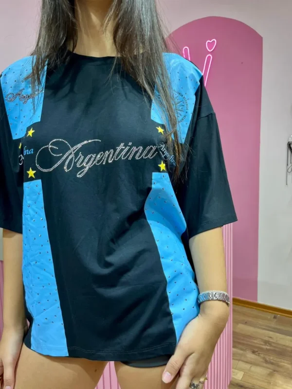 Remerón Argentina con Brillos – Negro