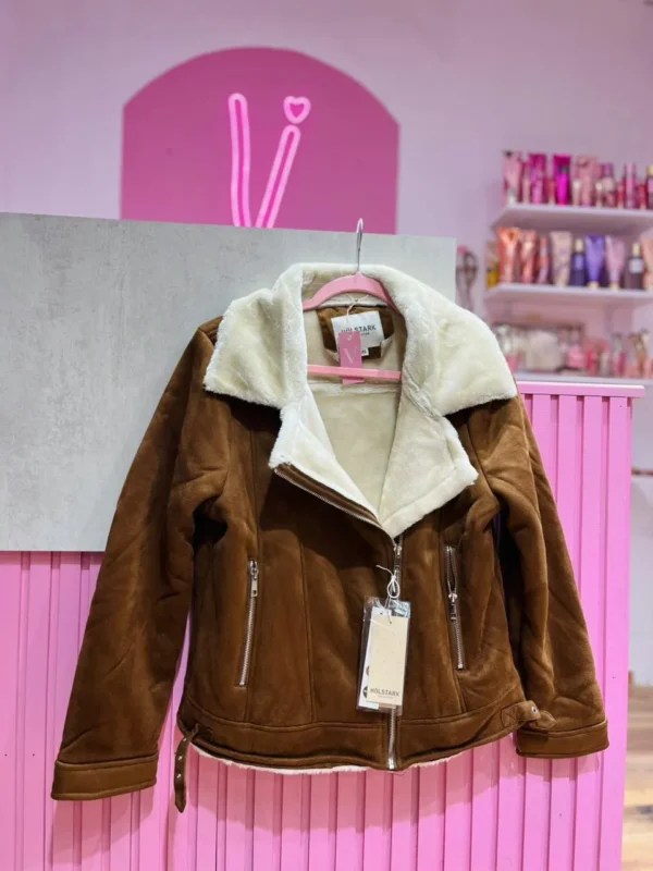 Campera de Piel Tipo Conejo – Chocolate